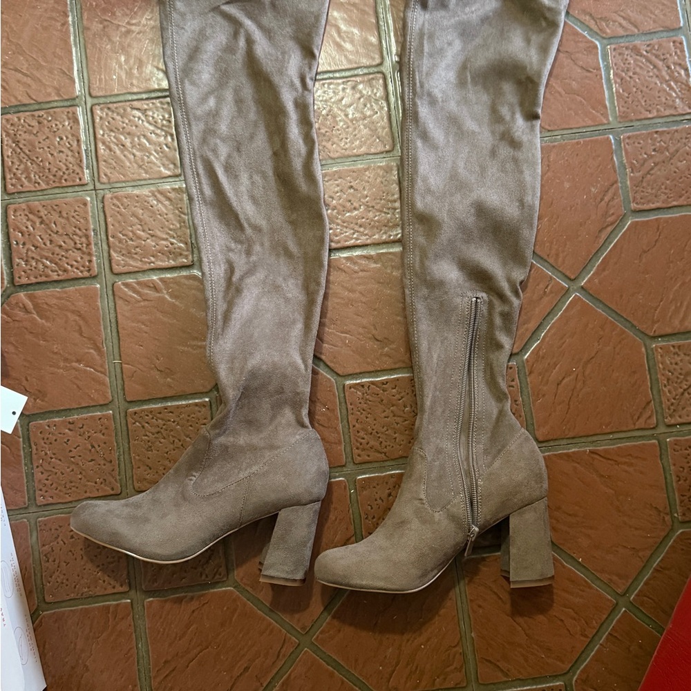 Stylish Taupe Over-the-Knee Boots